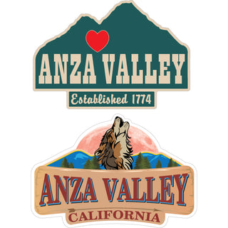 Anza Valley  California   2 Up Wolf Howling Sign and Love Anza Mtn Sticker
