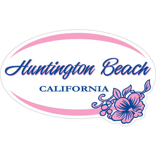Huntington Beach CA Pink Purple Hibiscus Sticker