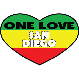 San Diego  CA   One Love Rasta Heart Sticker