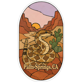 PALM SPRINGS Desert Stained Glass Rattle Snake Sticker
