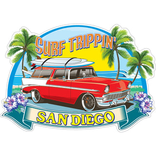 San Diego  CA   Cruisin Old Red Station Wagon Sticker