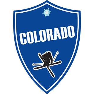 OK3 Colorado Skier on Blue Shield Sticker