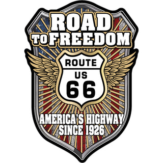 Route 66   Route 66 Road To Freedom Sheild Sticker