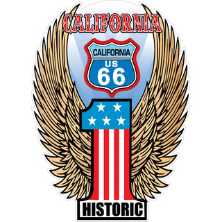 Route 66 Winged Flag #1 with color shield vertical Sticker