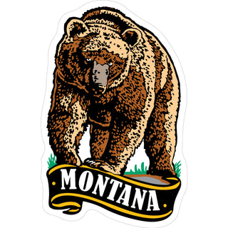 Montana   Grizzly Bear with Banner Vertical Sticker