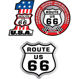 Route 66   Number One Red Round and Shield Sticker