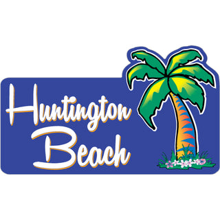 Huntington Beach   Palm Tree Purple Background Sticker
