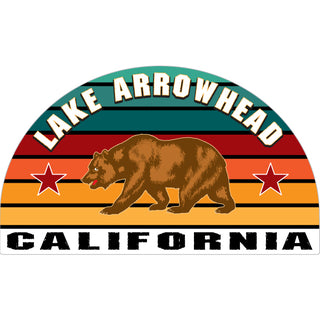 Lake Arrowhead  California   Striped Half Circle Bear Sticker