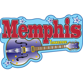 Memphis Guitar Blue Shape Stars Sticker