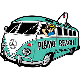 Pismo Beach  California Bus Corner View Surfboard Sticker