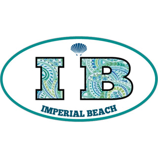 Imperial Beach IP Euro Oval Paisley Letters Sticker