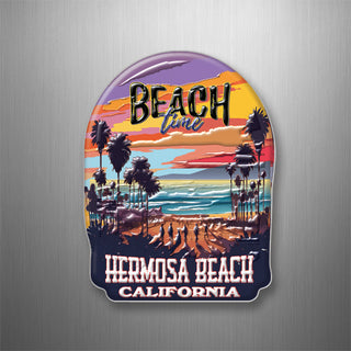 Hermosa Beach  CA   Beach Time Sunset 3D Magnet