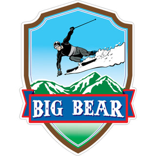 Big Bear Skier Vertical Shield w Banner Sticker