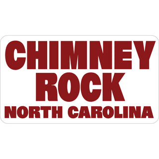 Chimney Rock NC Red Boulder Font on White Rect Sticker