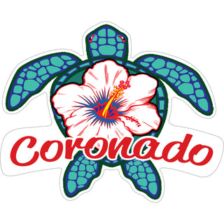 Coronado   Blue Turtle with White Flower Sticker