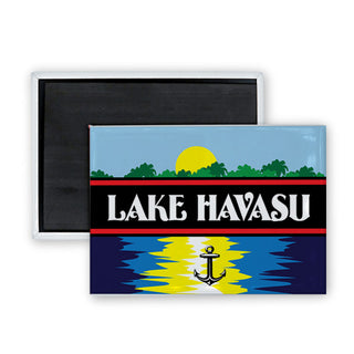 Lake Havasu AZ Sunrise Over Lake w Anchor Rectangle Badge Magnet