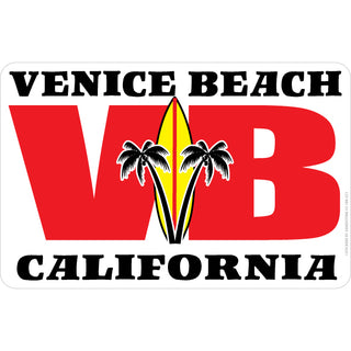 Venice Beach  California   Fat Letters Surfboard & Palm Trees Sticker