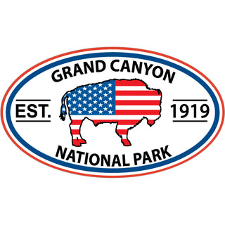 Grand Canyon  National Park   Stars Stripes Buffalo Oval Sticker