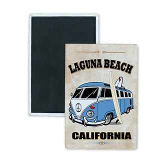 Laguna Beach  California   Bus Corner View Cut Corners Rectangle Badge Magnet