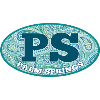 Palm Springs   Paisley Filled Euro Oval Sticker