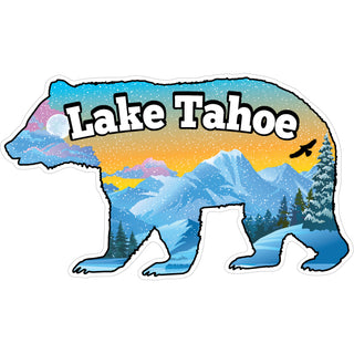 Lake Tahoe   Snowy Mountains Inside Bear Sticker