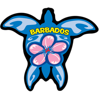 Barbados   Blue Turtle with Pink Flower Sticker