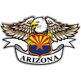 Arizona   Eagle Holding Arizona Flag Shield Sticker