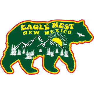 Eagle Nest  New Mexico   Green Retro Bear Sticker