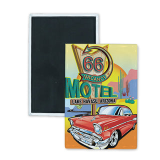 Lake Havasu  Arizona   Retro Car Motel Rectangle Badge Magnet