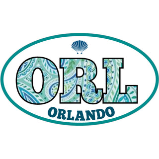 OK4 Orlando  FL ORL Euro Oval with Paisley Letters Sticker