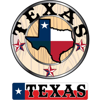 Texas   Wooden State Shape Badge Sticker