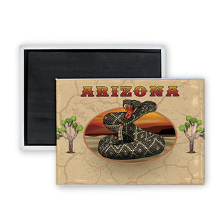 Arizona   Arched Rattlesnake Rectangle Badge Magnet