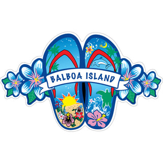Balboa Island Flip Flop with Flowers Sticker