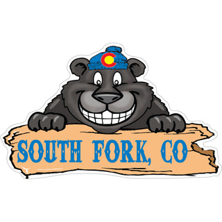 OK4 South Fork CO Smiling Bear with Colorado Beanie Sticker