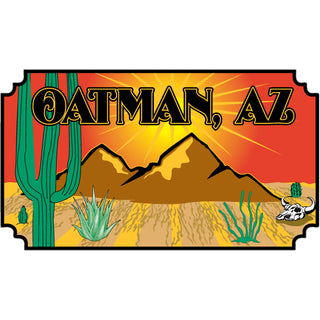 Oatman  AZ   Cactus With Mountains Cut Corners Sticker