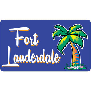 Ft Lauderdale Purple Rectangle Palm Tree Sticker
