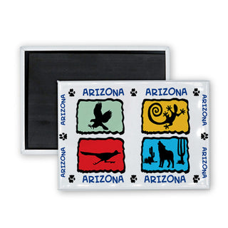 Arizona   Desert Animals Silhouette Rectangle Badge Magnet