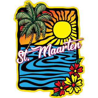 St Maarten   Abstract Sunset Flowers Sticker