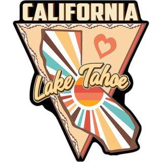 Lake Tahoe   State of CA Triangle Sun Shape and Heart Sticker