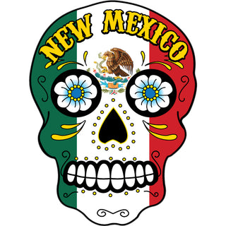New Mexico   Mexican Flag Sugar Skull Sticker
