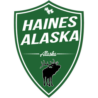 Haines Alaska   Moose Green Shield Shield Sticker