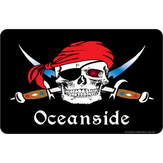 Oceanside   Skull Cross Swords Horizontal Sticker
