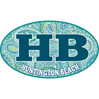 Huntington Beach Paisley Euro Oval HB Sticker
