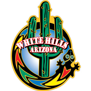 White Hills AZ Gecko Orbiting Cactus Sticker