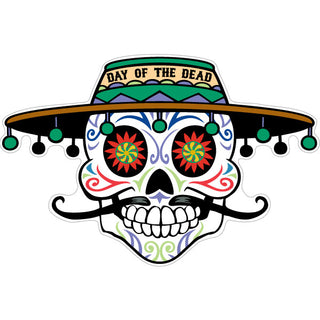 Day of the Dead   Tassel Hat Sugar Skull Sticker