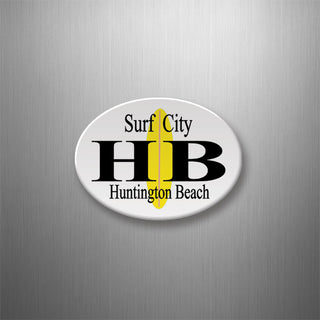 Huntington Beach  CA   Yellow Surfboard Logo 3D Magnet