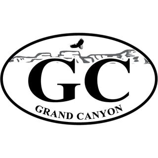 Grand Canyon   Canyon Mountain Euro Oval Back and White Sticker