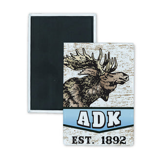 ADK 1892 White Wood Moose Sign Rectangle Badge Magnet