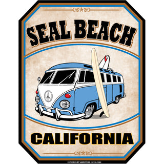Seal Beach   Bus Corner View Cut Corners Sticker