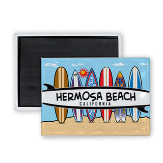 Hermosa Beach  California   6 Surfboards Rectangle Badge Magnet